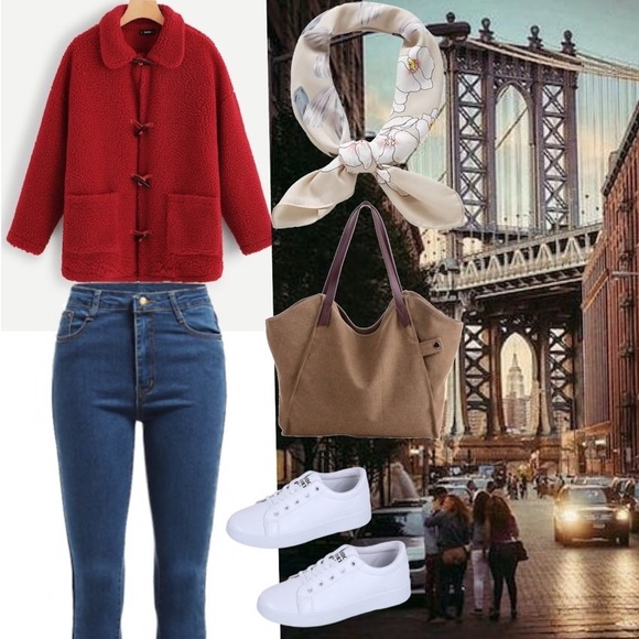 amourOC Jackets & Blazers - Front Pocket Sherpa Teddy Coat Jacket Red